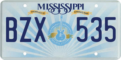 MS license plate BZX535