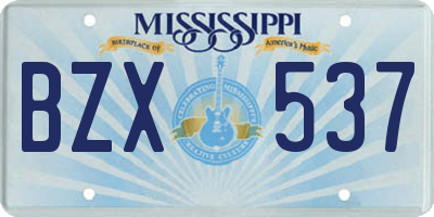 MS license plate BZX537