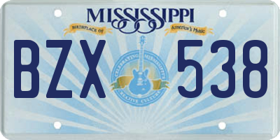 MS license plate BZX538