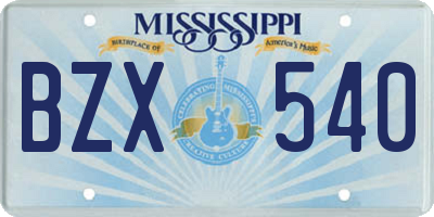 MS license plate BZX540