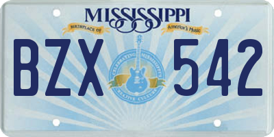 MS license plate BZX542