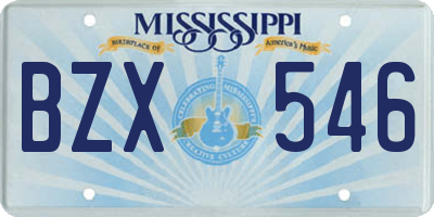 MS license plate BZX546