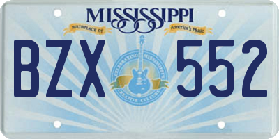 MS license plate BZX552