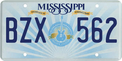 MS license plate BZX562