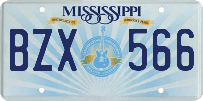 MS license plate BZX566