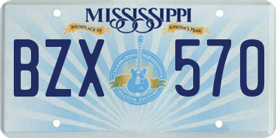 MS license plate BZX570