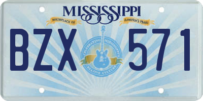 MS license plate BZX571