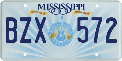 MS license plate BZX572