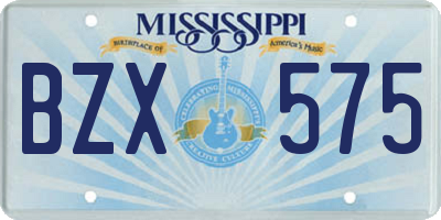 MS license plate BZX575