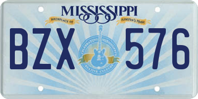 MS license plate BZX576