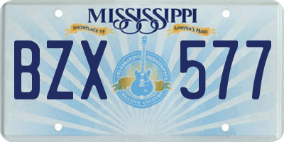MS license plate BZX577