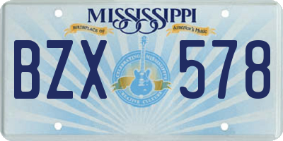 MS license plate BZX578