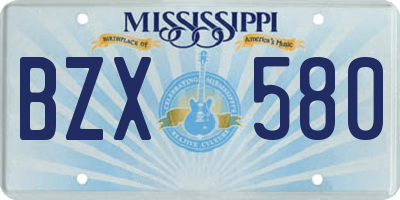 MS license plate BZX580