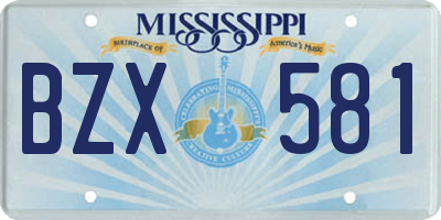 MS license plate BZX581