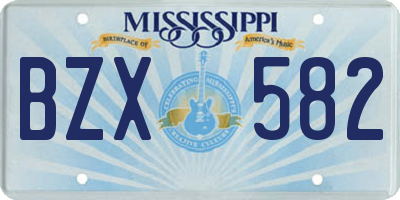 MS license plate BZX582