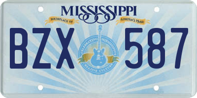 MS license plate BZX587