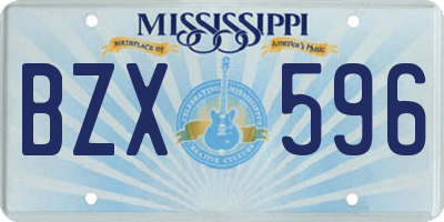 MS license plate BZX596