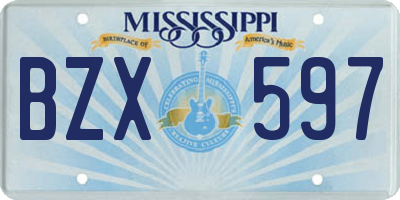 MS license plate BZX597