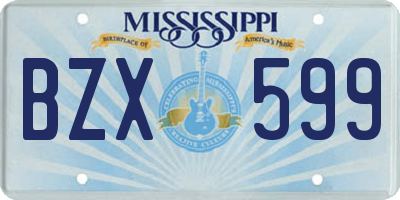 MS license plate BZX599