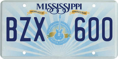 MS license plate BZX600