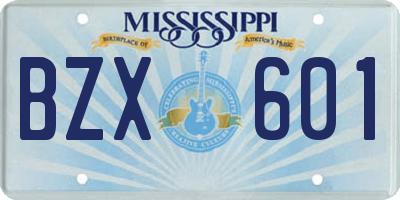 MS license plate BZX601