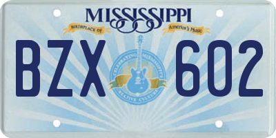 MS license plate BZX602