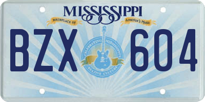 MS license plate BZX604