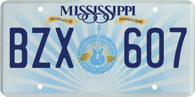 MS license plate BZX607