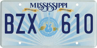 MS license plate BZX610