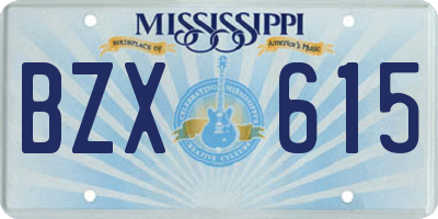 MS license plate BZX615