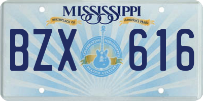 MS license plate BZX616