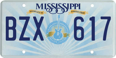 MS license plate BZX617