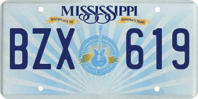 MS license plate BZX619
