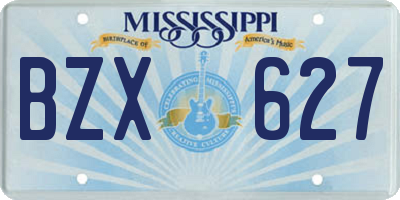 MS license plate BZX627