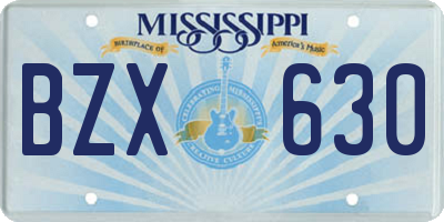 MS license plate BZX630