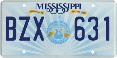 MS license plate BZX631