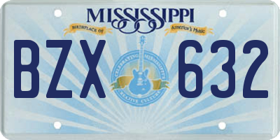 MS license plate BZX632