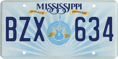MS license plate BZX634