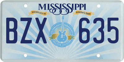 MS license plate BZX635