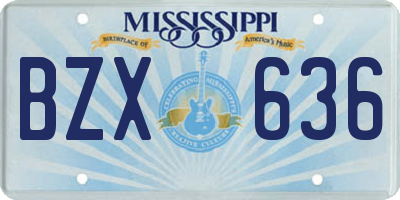 MS license plate BZX636