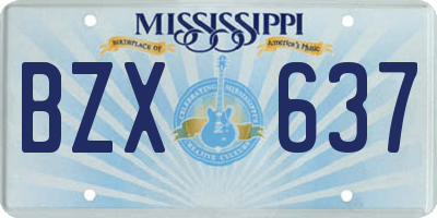 MS license plate BZX637