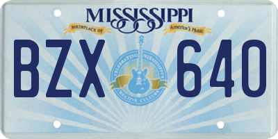 MS license plate BZX640