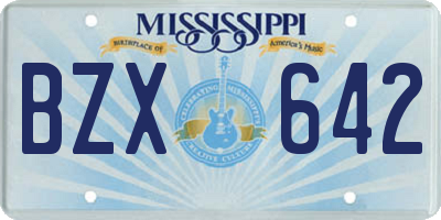 MS license plate BZX642