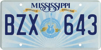 MS license plate BZX643