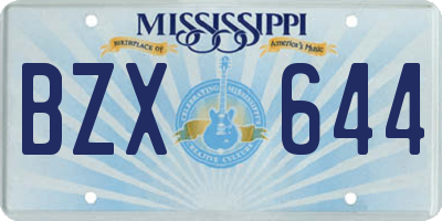 MS license plate BZX644