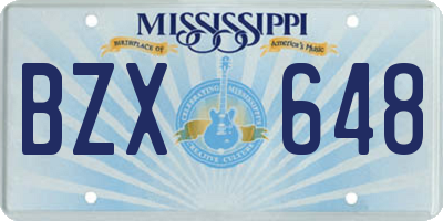 MS license plate BZX648