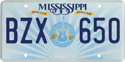 MS license plate BZX650
