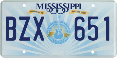 MS license plate BZX651