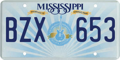MS license plate BZX653