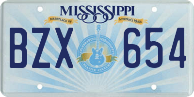 MS license plate BZX654
